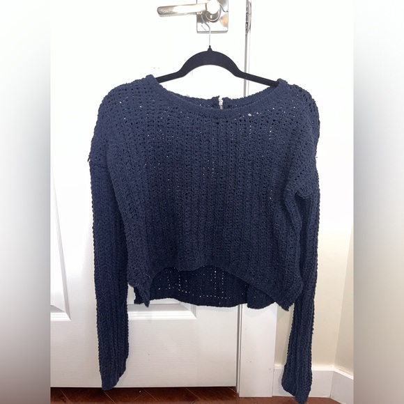 Abercrombie Chunky Knit Blue Sweater with Zipper Back, Size Small - Picture 3 of 5